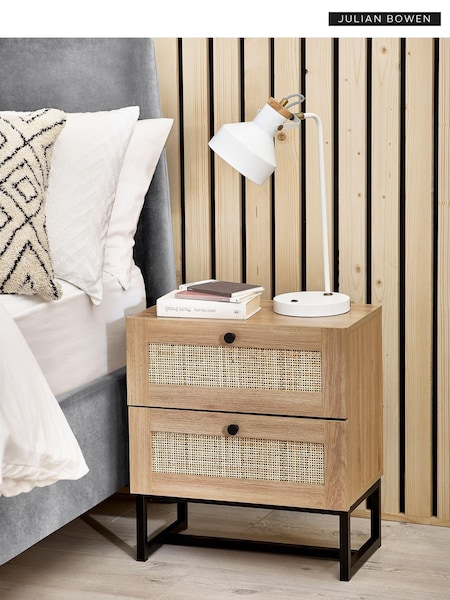 Julian Bowen Brown Padstow Rattan 2 Drawer Bedside Table (C24698) | £130