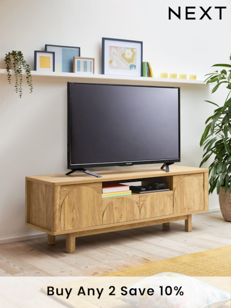 Natural Arches Mango Up to 65 inch Wood Effect TV Unit (C24878) | £350