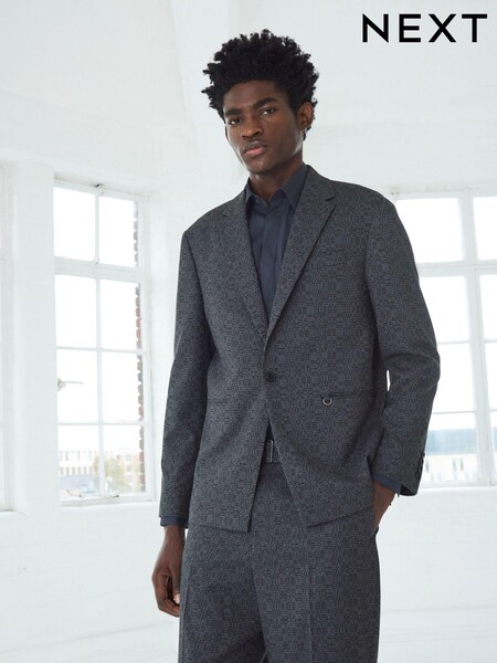 Grey EDIT Oversized Check Suit Jacket (C25298) | £8