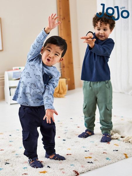 JoJo Maman Bébé Navy Blue & Khaki Green 2-Pack Cargo Joggers (C25386) | £23