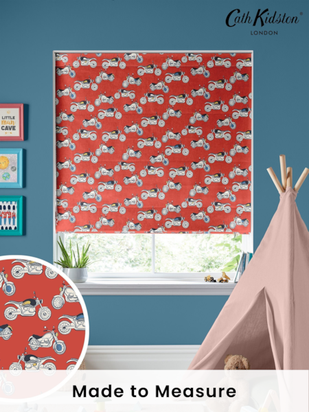 Cath Kidston Red Kids Motorbikes Made To Measure Roman 100% Cotton Blind (C25954) | £75