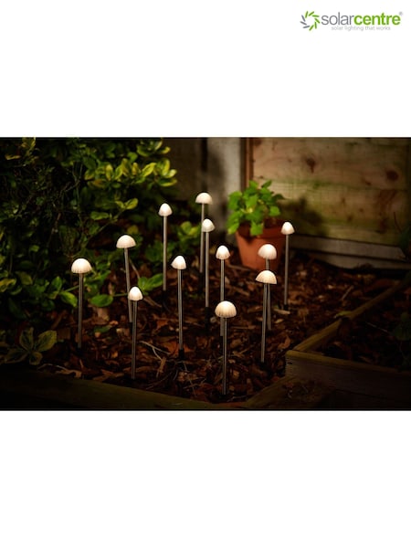 SolarCentre Set of 12 Silver Elan Solar Mushroom Outdoor Lights (C26063) | £20