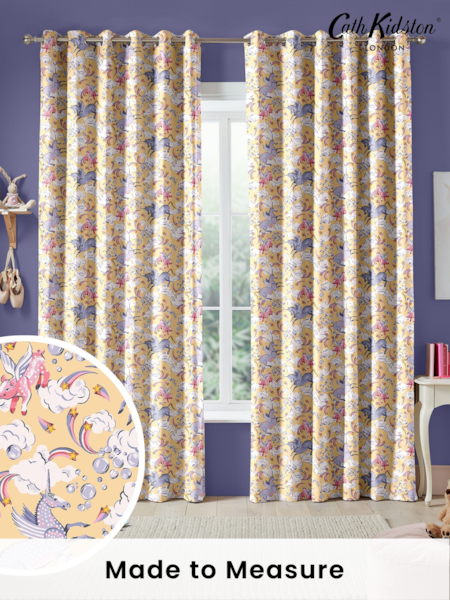 Cath Kidston Yellow Kids Unicorn Made To Measure 100% Cotton Curtains (C26748) | £82