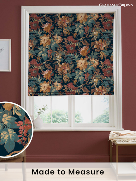 Graham & Brown Dusk Blue Florenzia Made to Measure Roman 100% Cotton Blind (C28335) | £99