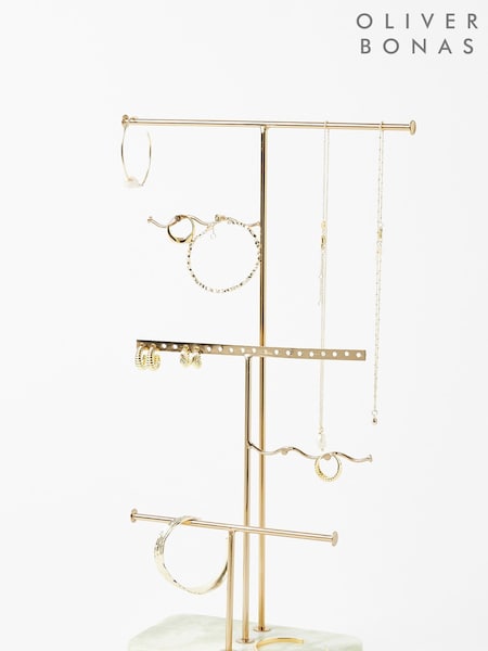 Oliver Bonas Gold Metal/Marble Wiggle Jewellery Stand (C28987) | £45