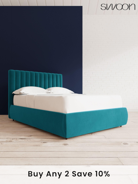 Swoon Easy Velvet Kingfisher Blue Porlock Divan Bed (C29630) | £1,169 - £1,259