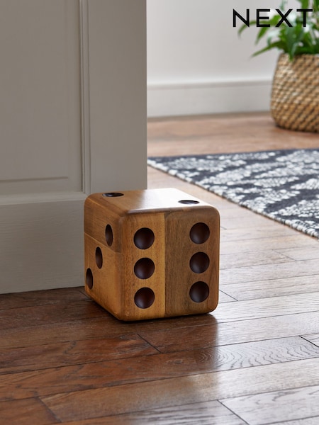 Dark Brown Bronx Wooden Dice Doorstop (C30237) | £22