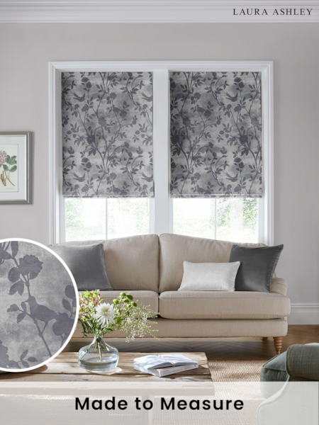 Laura Ashley Grey Eglantine Made To Measure Roman Blinds (C30778) | £84