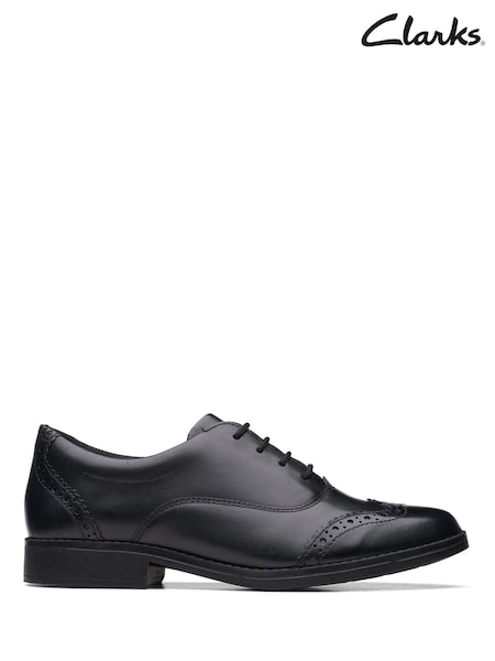 Clarks Black Multi Fit Leather Aubrie Tap School Shoes (C31067) | £15