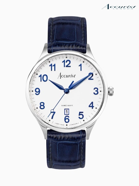 Accurist Classic Mens Blue Leather Strap Analogue Watch (C31165) | £89