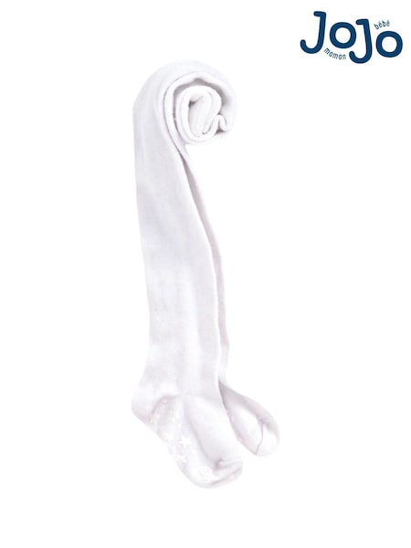 JoJo Maman Bébé White Cotton Rich Plain Tights (C31178) | £9.50