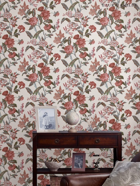 Laura Ashley Crimson Red Minera A4 Wallpaper Sample (C31348) | £1