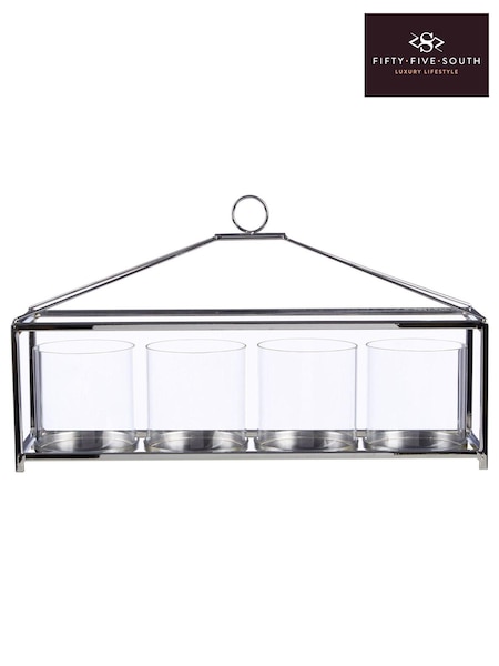Fifty Five South Silver 4 Hurricane Candle Holder (C31408) | £66