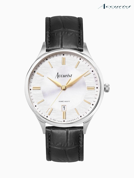 Accurist Classic Mens Black Leather Strap Analogue Watch (C31610) | £89