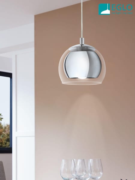 Eglo Silver Chrome Rocamar 1 Light Ceiling Light Pendant (C32174) | £58
