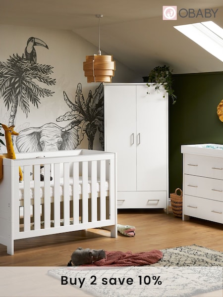 Obaby White Nika Mini 3 Piece Nursery Furniture Set (C32281) | £680