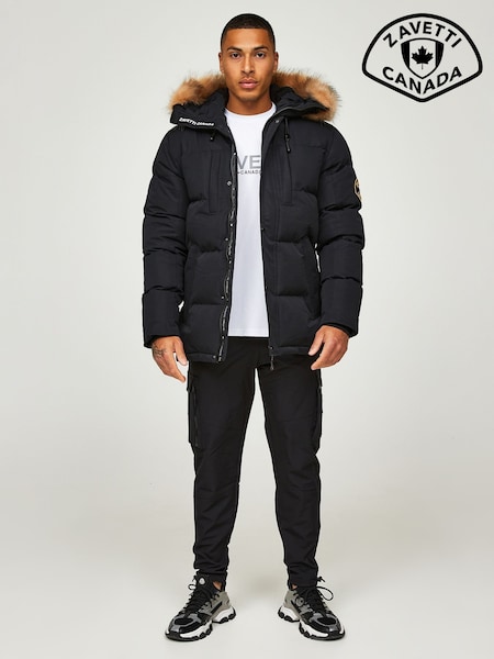 Zavetti Canada Mens Oshawa 2.0 Puffer Parka Jacket with Detachable Faux Fur (C32527) | £125
