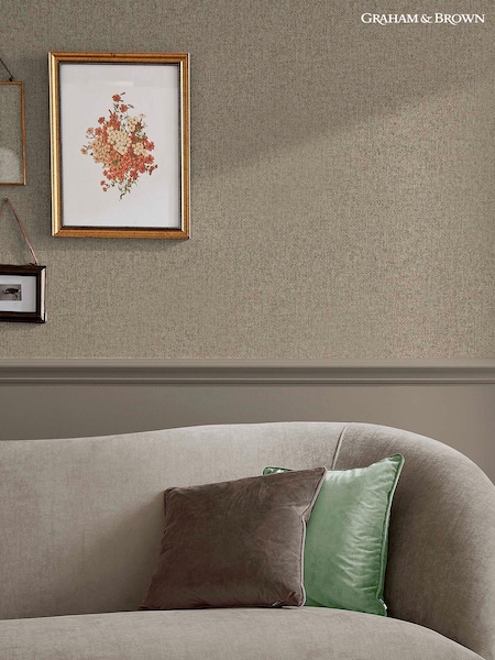 Graham & Brown Brown Twill Beige 10M Wallpaper (C32892) | £75