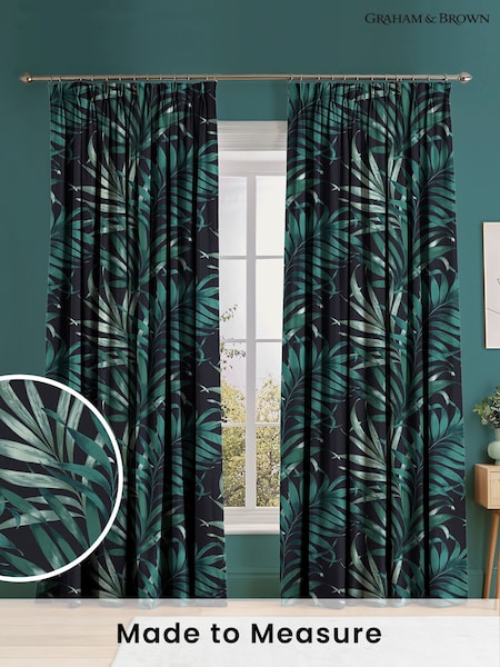 Graham & Brown Midnight Black Yasuni Made to Measure 100% Cotton Curtains (C33766) | £119