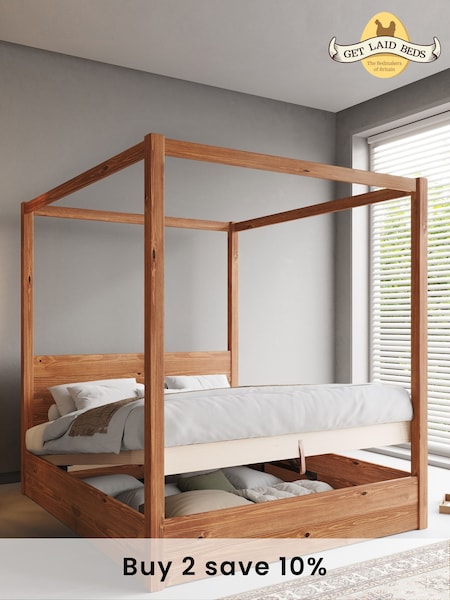 Get Laid Beds Cinnamon Ottoman Four Poster Storage Square Leg Solid Bed (C34024) | £1,020 - £1,245