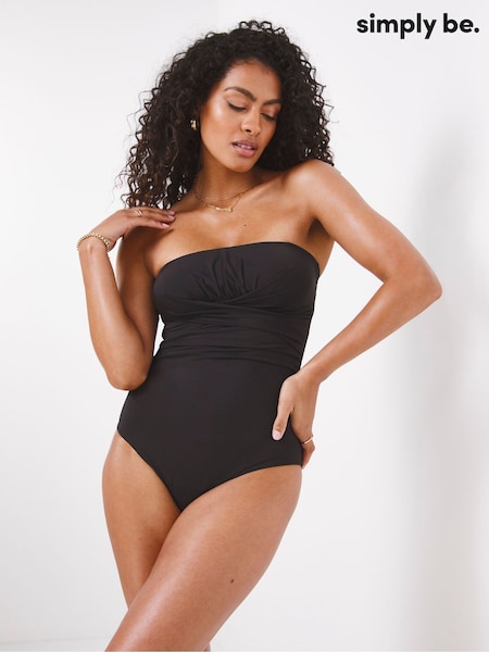 Simply Be Black 1 Magisculpt Bandeau Swimsuit (C34091) | £48