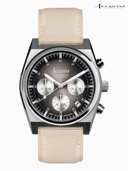 Accurist Mens Cream Origin Canvas Strap Chronograph Watch (C34925) | £149