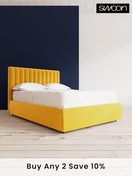 Swoon Easy Velvet Turmeric Yellow Porlock Divan Bed (C36943) | £1,169 - £1,259