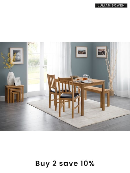 Julian Bowen Brown Coxmoor Solid Oak 4 Seater Dining Table And Chairs/Bench Set (C37388) | £470