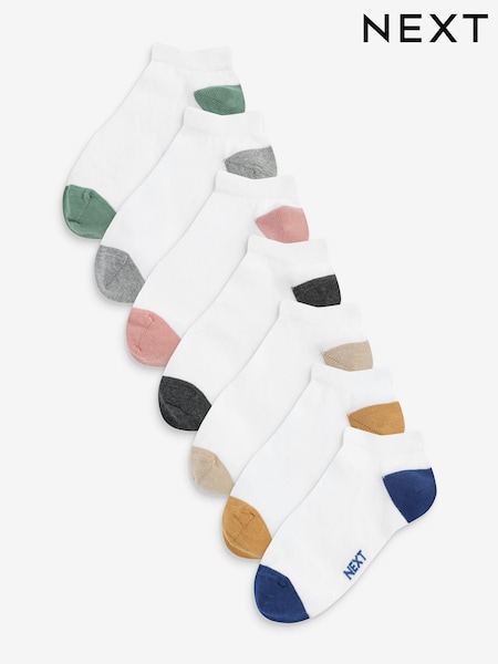 White/Bright Heel and Toe Rich Trainers Socks 7 Pack (C37445) | £7 - £9