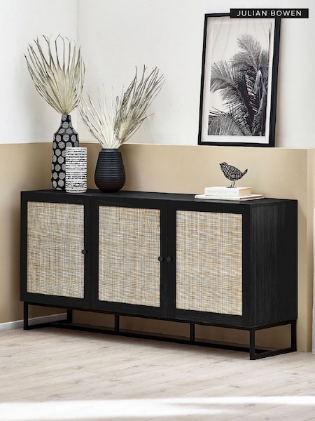 Julian Bowen Black Padstow Rattan Sideboard (C38056) | £300