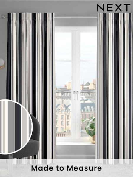 Black Huddson Made To Measure 100% Cotton Curtains (C38270) | £61