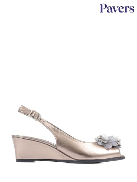 Pavers Slingback Peep-Toe Wedge Heels (C38582) | £43