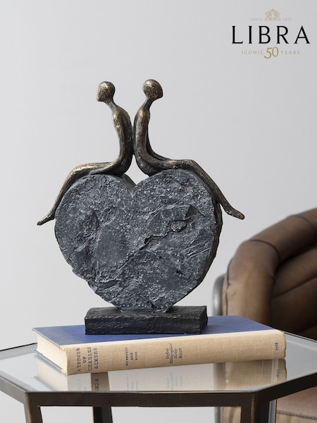 Libra Interiors Bronze Couple's Love Ornaments Heart Textured Sculpture (C39730) | £82