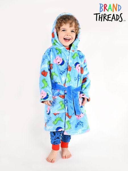 Brand Threads Blue George Pig Boys Hooded Dressing Gown (C40387) | £23