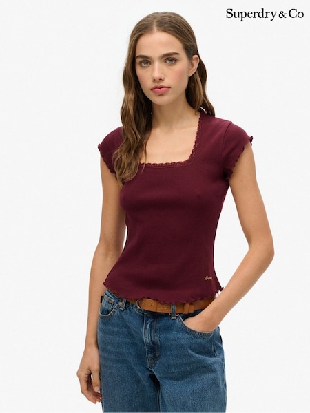 Red - Superdry Athletic Essential Square Neck T-shirt