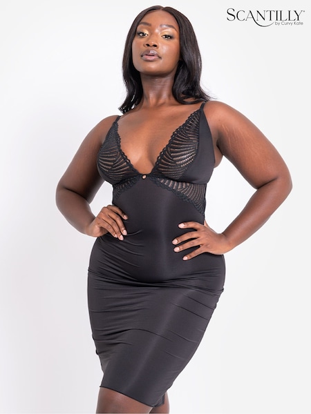 Curvy Kate Scantilly After Hours Black Slip Chemise Dress (C40933) | £59