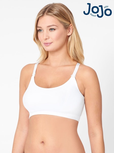 JoJo Maman Bébé White Cotton Rich Seamless Maternity & Nursing Bra (C41032) | £18