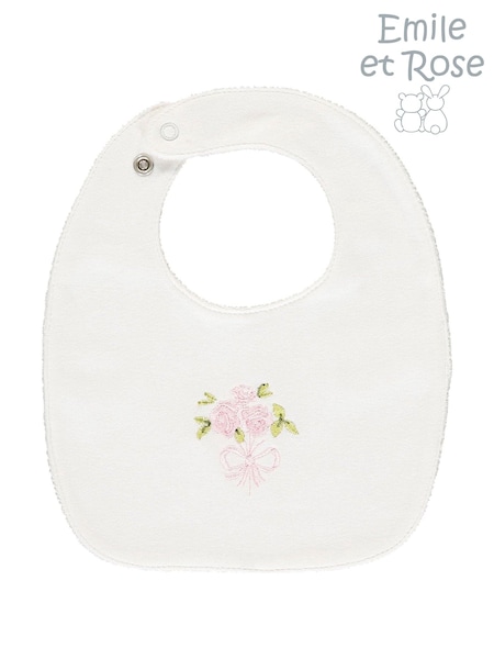 Emile Et Rose Pink Floral Print & Embroidered 100% Cotton Bib Gift Set (C41034) | £21