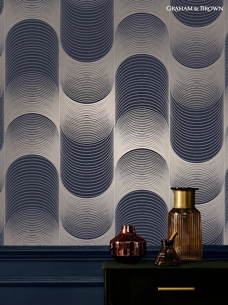 Graham & Brown Blue Eclipse Navy & Pale Gold 10M Wallpaper (C41115) | £80