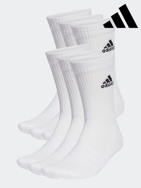 adidas White Cushioned Crew Socks 6 Pack (C41300) | £18 - £20