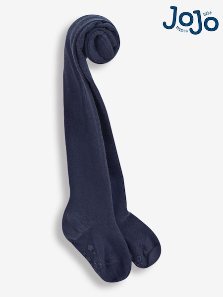JoJo Maman Bébé Navy Blue Cotton Rich Plain Tights (C42078) | £9.50
