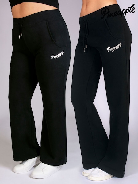 Pineapple Black Womens Essential Wide Leg Joggers (C42309) | £32