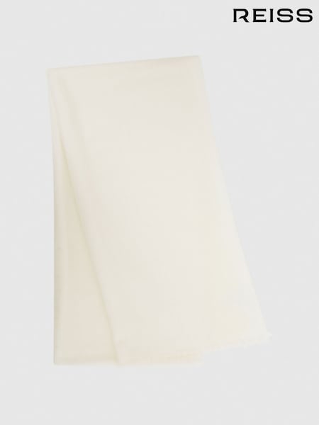 Reiss Off White Heidi Wool-Cashmere Lightweight Scarf (C42461) | £98