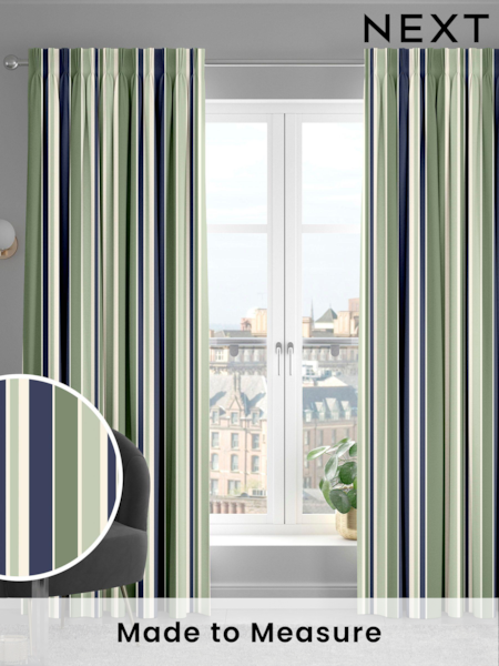 Green Huddson Made To Measure 100% Cotton Curtains (C42597) | £61