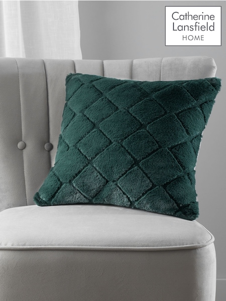 Catherine Lansfield Green Cosy Diamond Cushion (C42626) | £16