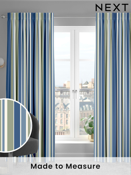 Blue Huddson Made To Measure 100% Cotton Curtains (C42753) | £61