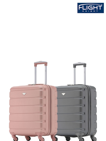 Flight Knight Rose Gold/Charcoal EasyJet 56x45x25cm Overhead 4 Wheel ABS Hard Case Cabin Carry On Suitcase Set Of 2 (C43151) | £90