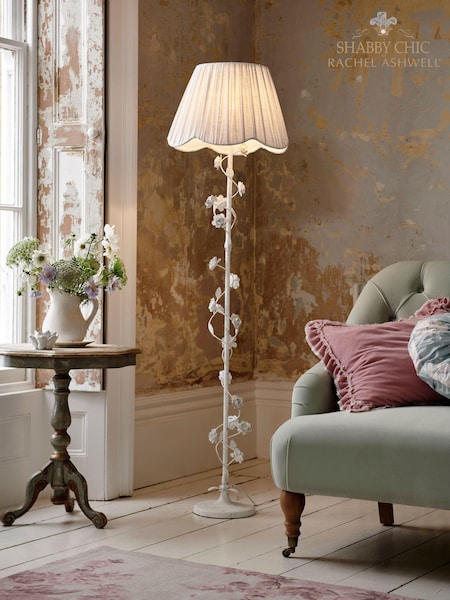 Shabby Chic by Rachel Ashwell® White Distressed Floral Floor Lamp (C43382) | £170