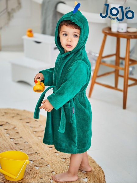 JoJo Maman Bébé Green Dinosaur Cotton Towelling Robe (C43561) | £27.50