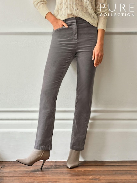 Pure Collection Grey Washed Velvet Jeans (C43647) | £99